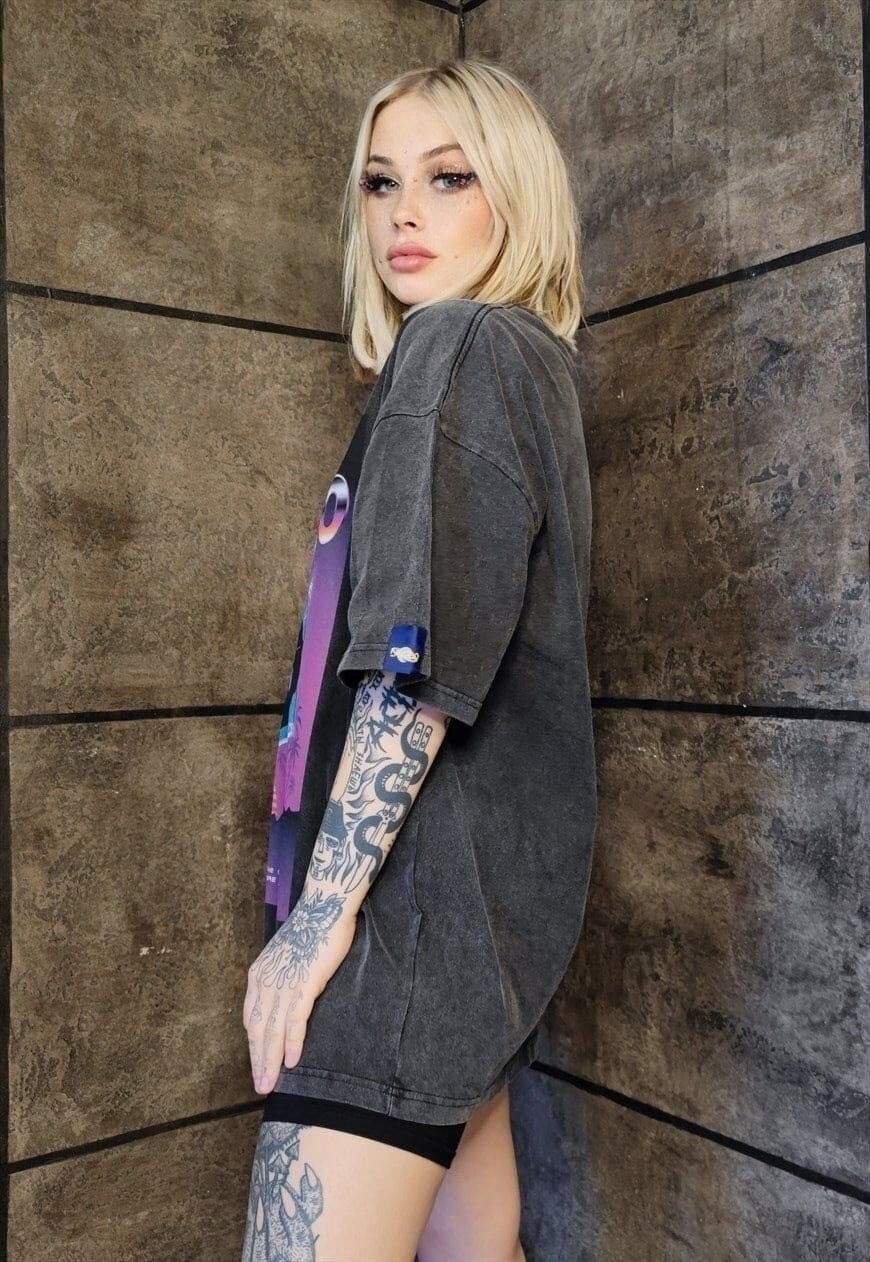 Cassette t-shirt premium vintage wash retro grunge tee grey