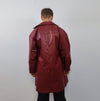 Mid length faux leather coat PU utility trench jacket gorpcore raver varsity going out rubbery high fashion puffer in burgundy red