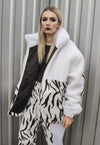 Grunge fleece bomber handmade Gothic zebra jacket in white