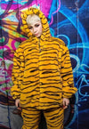 Tiger fleece jacket detachable sleeves zebra jacket orange