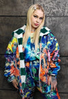 Tie-dye fleece jacket handmade reversible bandanna coat