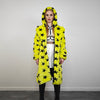 Star print fur coat yellow long heavy trench fluorescent psychedelic overcoat rave bomber festival geometric jacket custom going out peacoat