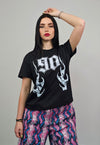 Flame print t-shirt slim fit unisex 90 number tee raver top