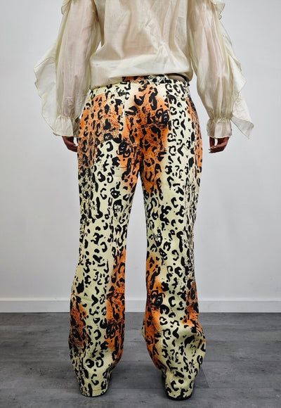 Orange leopard jeans tie-dye animal trousers cheetah pants