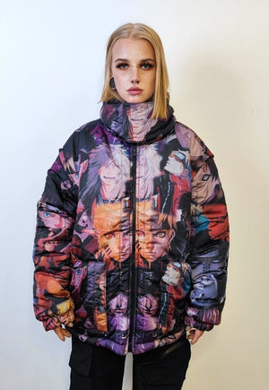 Smoke bomber reversible jacket detachable grunge puffer