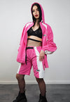 Pink sport shorts buckle belted colour block skater pants