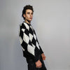 Big check sweater knitted chess jumper chequerboard top SKA knitwear rocker sweatshirt in black and white