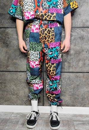 Leopard joggers handmade animal print overalls in rainbow