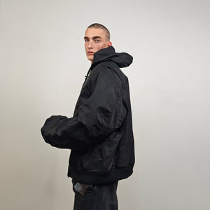 Hooded oversize bomber jacket black baggy punk utility