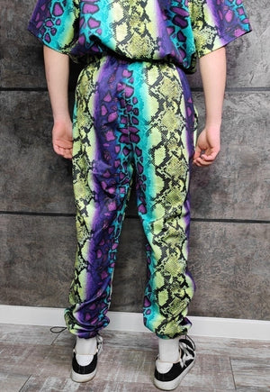 Snake joggers handmade python pants rave trousers green