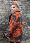 Camo fleece jacket handmade 2in1 abstract trench coat orange