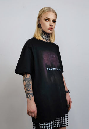 Redemption t-shirt grunge saint tee Gothic slogan top black