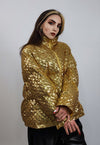 Sequin bomber jacket gold metallic embellished party puffer