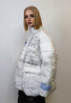 Transparent puffer jacket see-through padded bomber in white