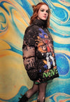 Teddy bear bomber Kanye jacket graffiti tie-dye coat brown