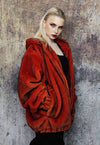 Luxury faux fur bomber grunge fleece catwalk bomber in red