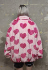 Heart fleece bomber handmade love emoji tracktop jacket pink