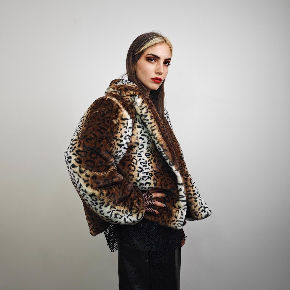 Animal print shorts brown leopard pants cheetah hotpants faux fur handmade cropped trousers spot pattern joggers festival fleece set