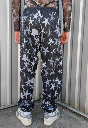 Sea life joggers Ocean print pants baggy overalls in black