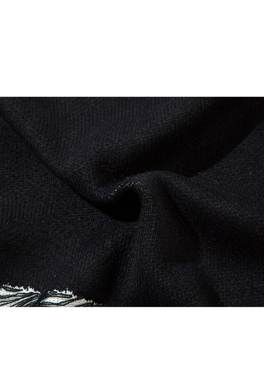 Ripped sweater chained top knit distressed punk jumper black