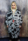 Chain print jacket handmade barbered wire windbreaker black