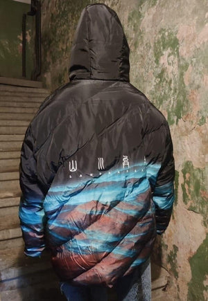 Gradient space print bomber tie-dye planet jacket black