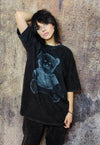 Gothic bear t-shirt grunge tee retro teddy top in acid black