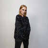 Sequin sweatshirt glitter top sparkle jumper party pullover glam rock long sleeve top embellished sweater in black purple