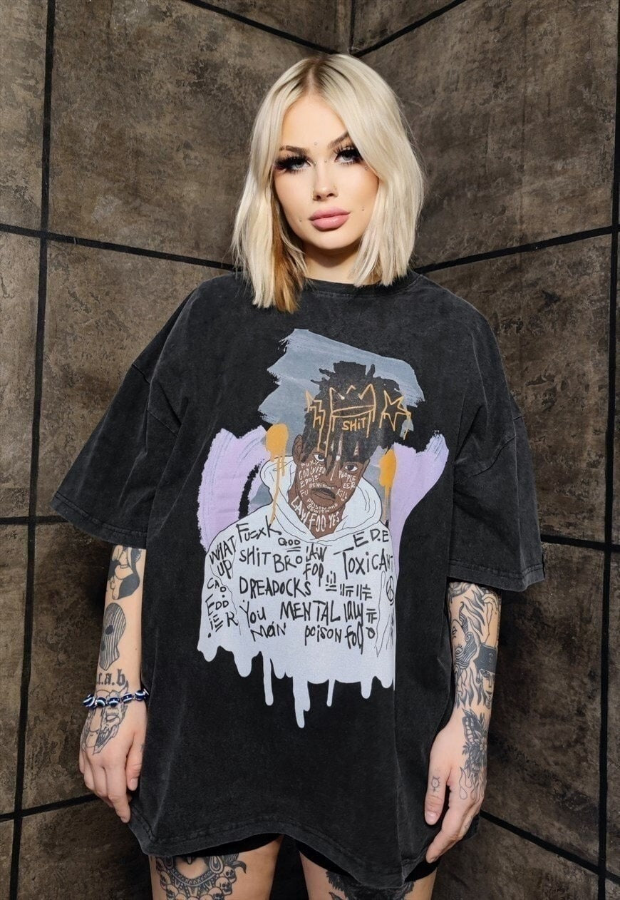 XXXTentacion t-shirt premium vintage wash Hip-hop grunge tee