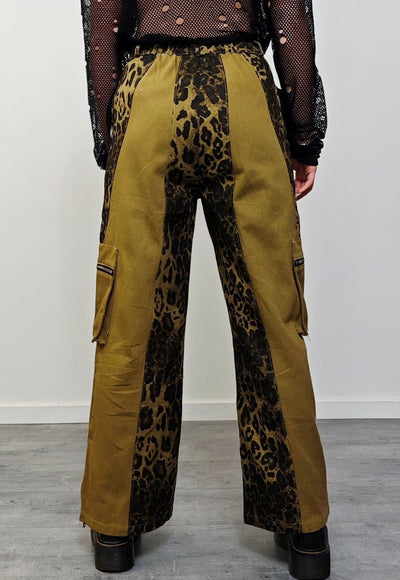 Reworked leopard jeans contrast animal print cargo trousers