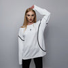 Utility sweatshirt big gorpcore top thin long sleeve contrast jumper asymmetric finish Gothic sweater punk pullover in white