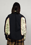 Colour block racing jacket collarless thin college bomber