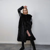 Long faux fur coat handmade fluffy luxury bomber premium fleece jacket detachable sleeve trench in black