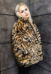 Tiger fleece jacket faux fur zebra fluffy bomber brown black