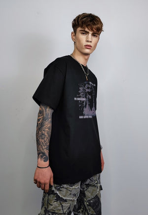 Saint t-shirt religion graffiti tee grunge gothic top black