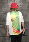 Tie-dye tropical t-shirt stitched acid fluorescent tee white