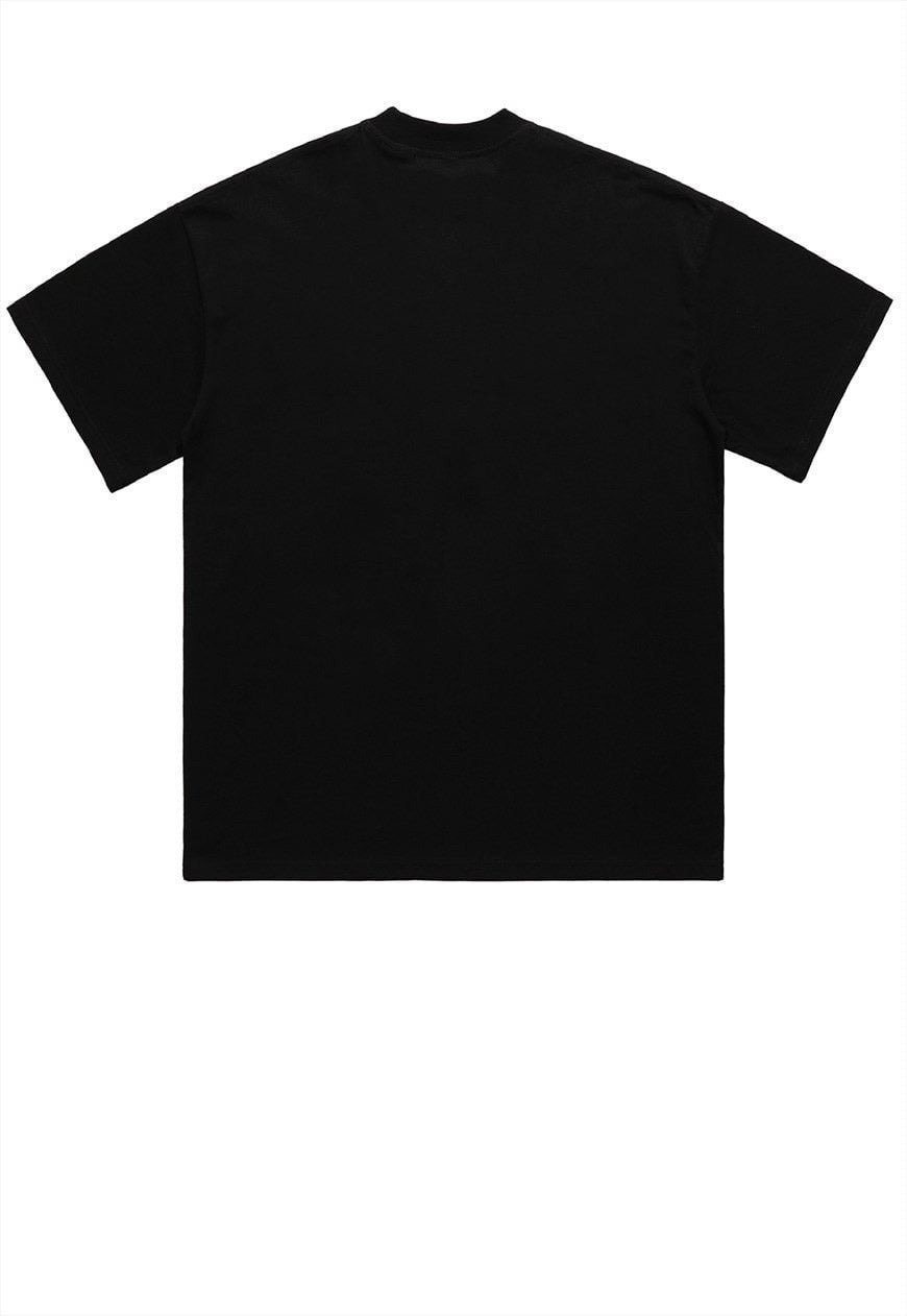 Poker game t-shirt raver print tee hip-hop top in black