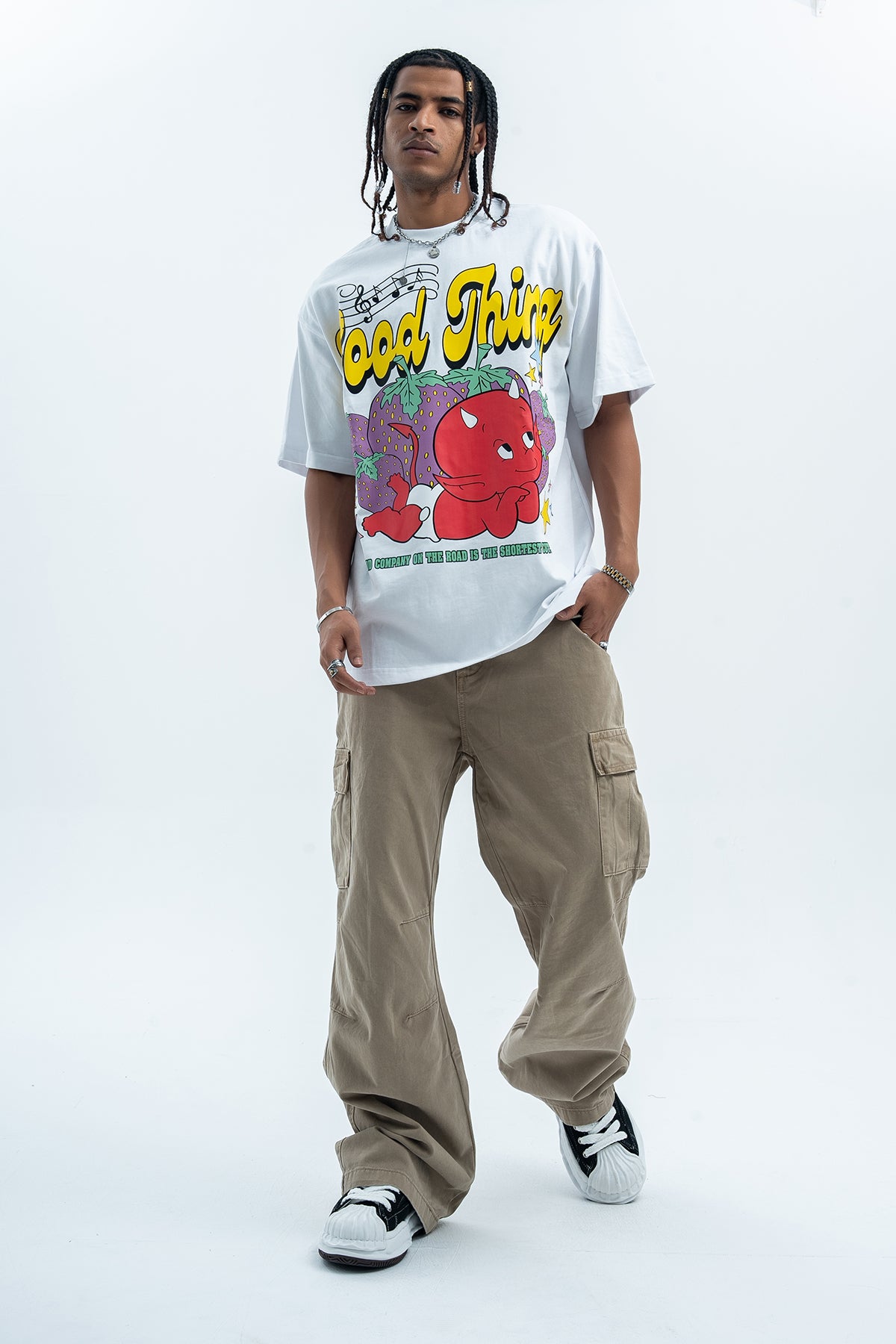 Little devil t-shirt retro devil cartoon top hell print tee in blue