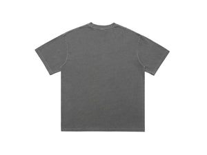 Psychedelic slogan t-shirt retro slogan top human print tee in grey