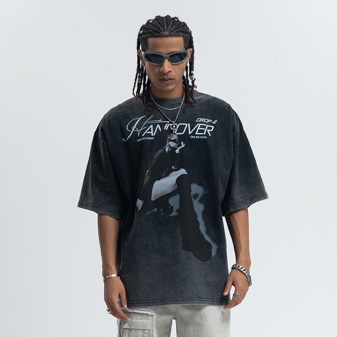 Hangover slogan t-shirt psychedelic girl print top y2k raver tee in black