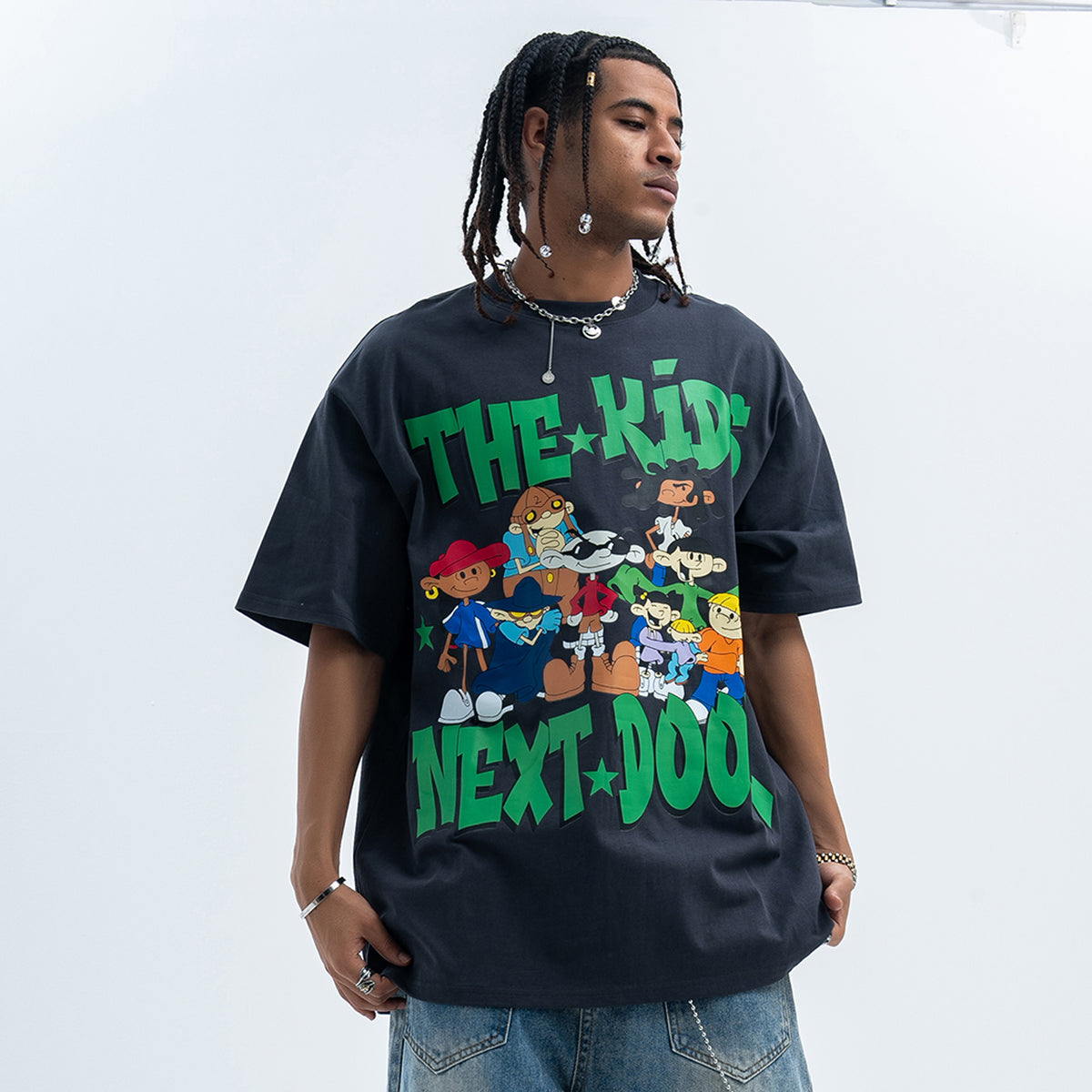 Y2k cartoon t-shirt kids slogan top retro anime tee in pink