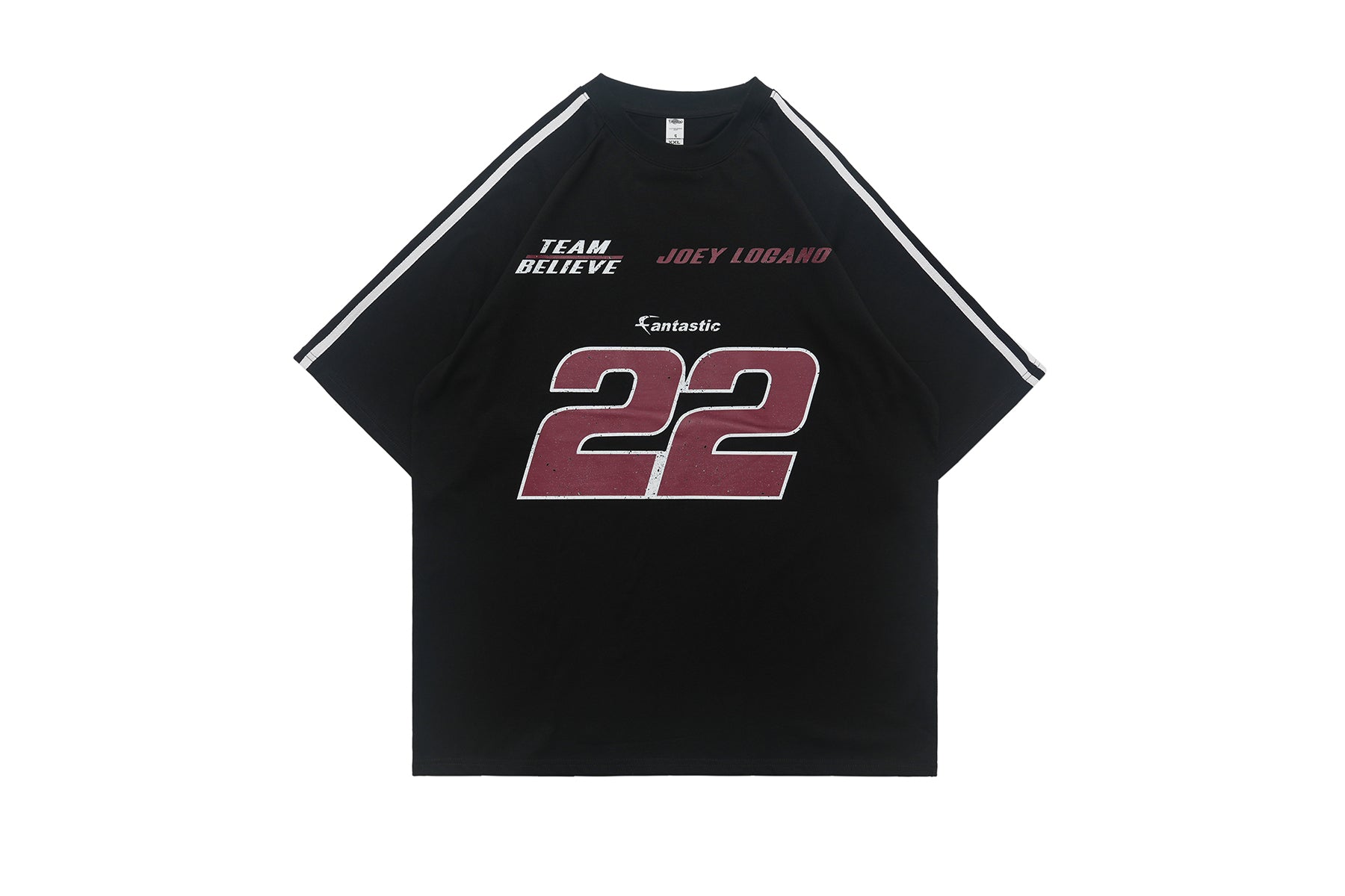 Racing t-shirt 22 number top motorsports tee in black
