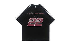 Racing t-shirt 22 number top motorsports tee in white