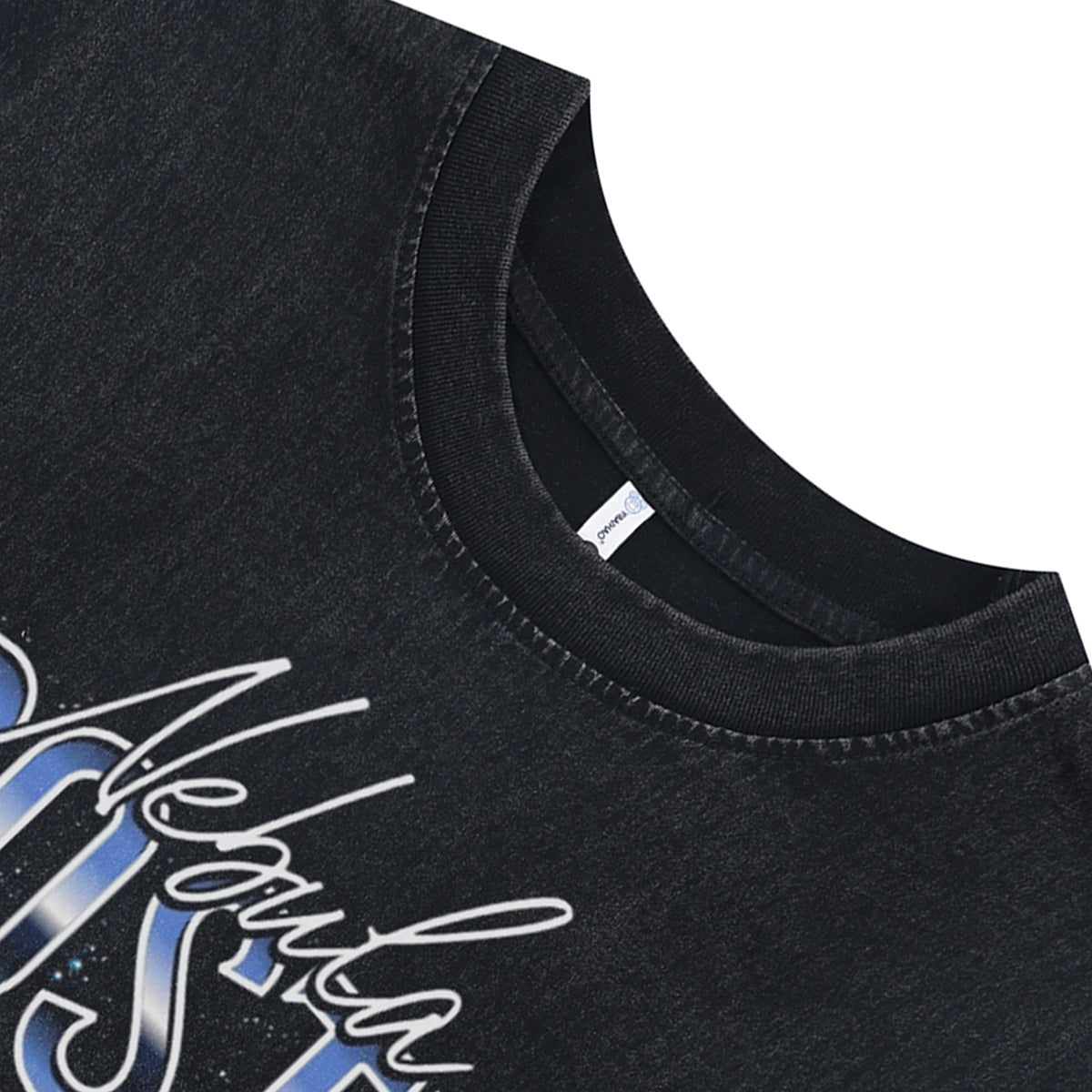 Apostle slogan sleeveless t-shirt spaceman print surfer vest astronaut tank top in acid wash black