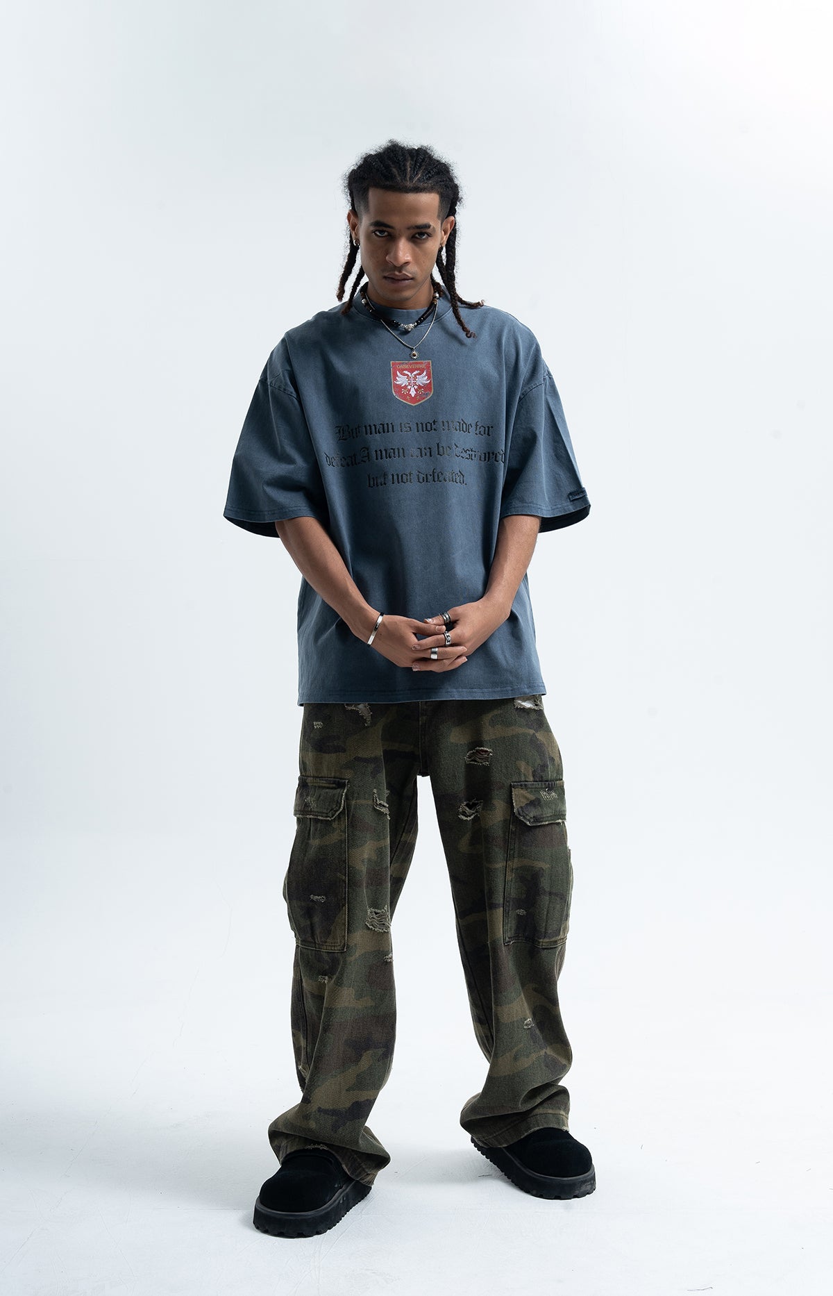 Motivational t-shirt retro grunge top old slogan tee in black