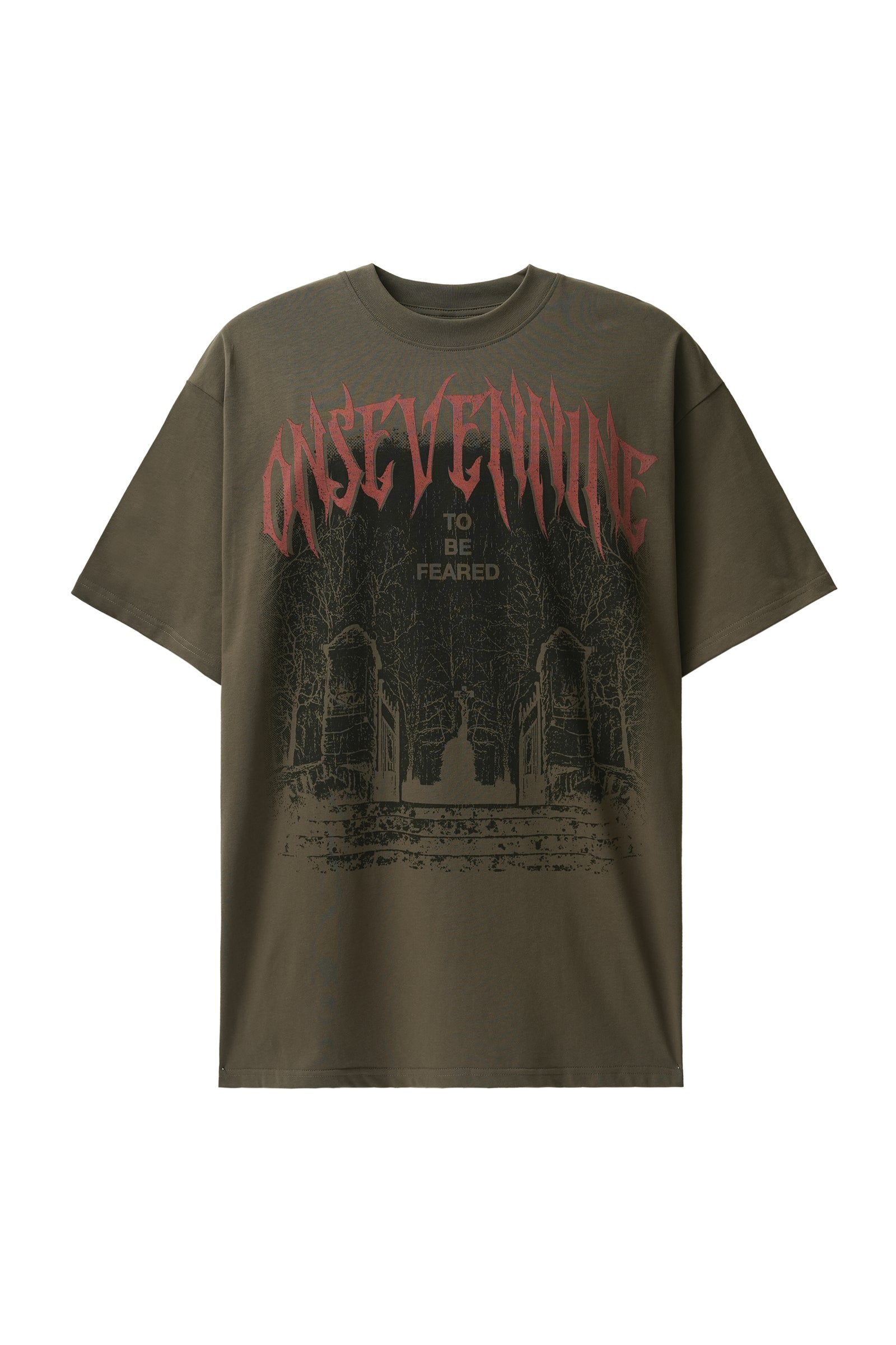 Cemetery t-shirt creepy gothic top horror tee in Brown