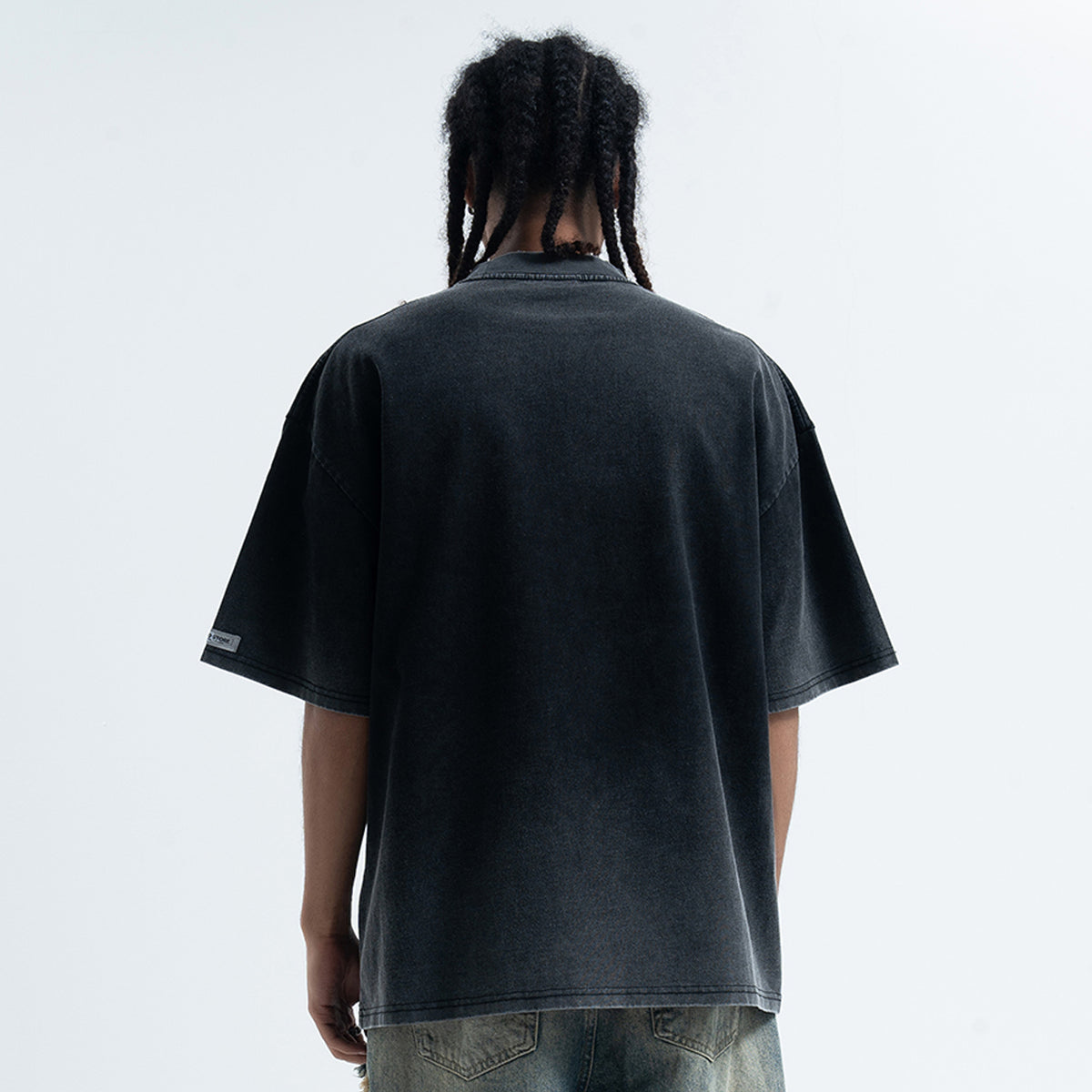 Blindfold t-shirt creepy girl top grunge punk tee in blue