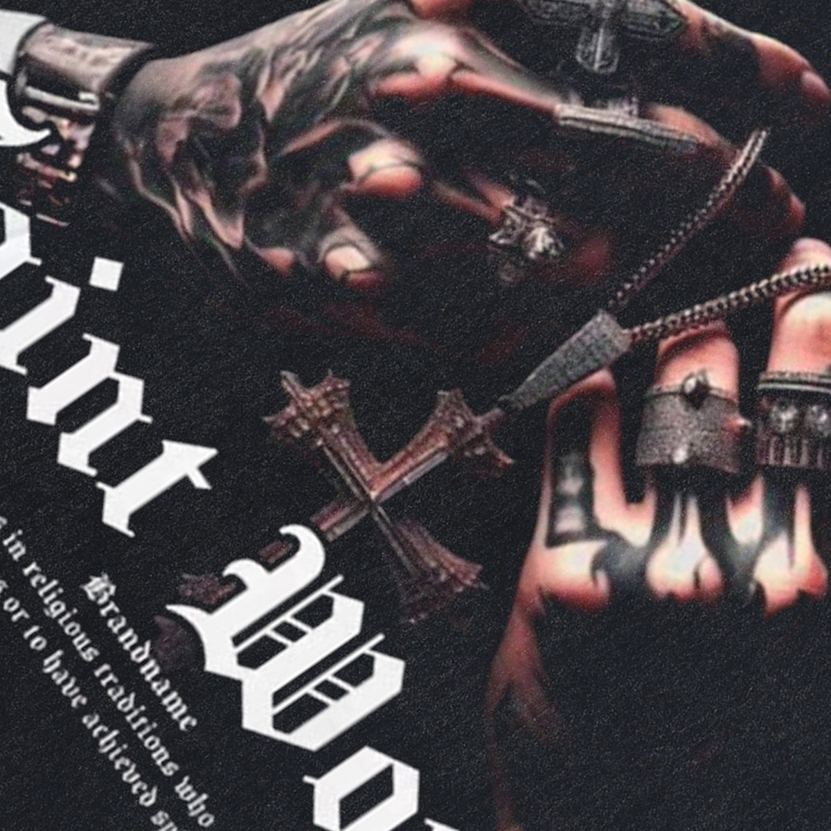 Tattoo print sleeveless t-shirt saint slogan surfer vest 00s hip-hop tank top in acid wash black