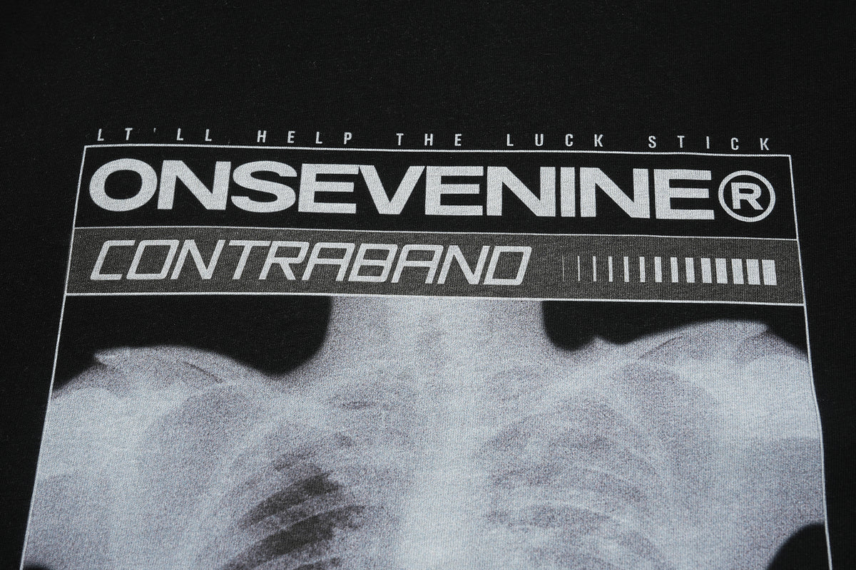 X-ray t-shirt bones print top grunge gothic tee in black