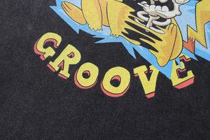 Creepy cartoon t-shirt skeleton tee retro bones top in vintage grey